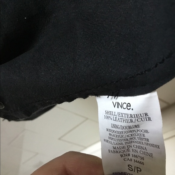 VINCE Soft Cross-Front Leather Moto Black Jacket S - Picture 12 of 12